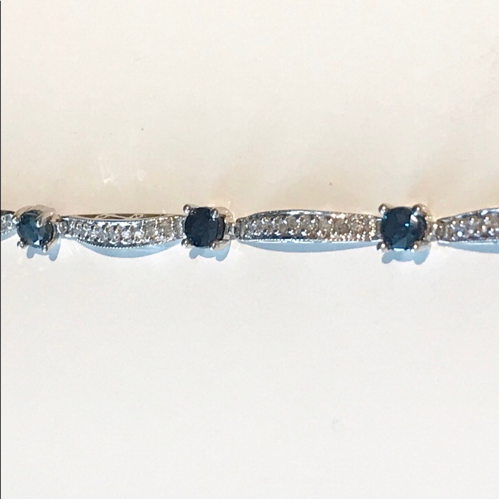 Blue sapphire and diamond tennis bracelet